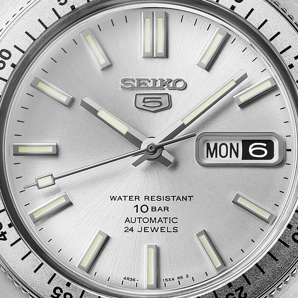 Seiko 5 Sports ‘Gene Kranz’ Recreation Limited Edition 38.2mm Silver Dial Steel Bracelet Watch image number 1