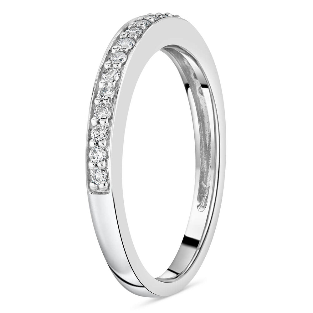9ct White Gold Diamond Grain Set Wedding 0.15ct Ring image number 3