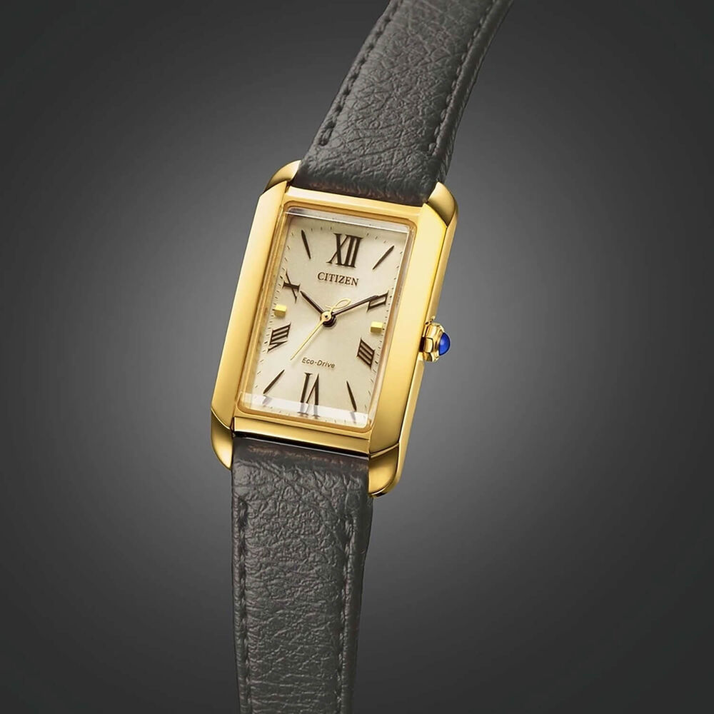Citizen Bianca 19mm White Dial Black Leather Strap Watch
