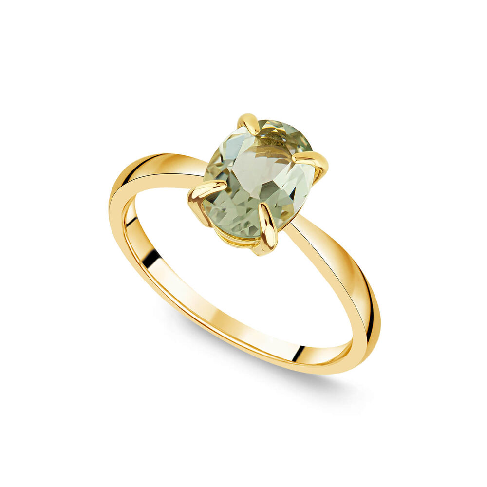 9ct Yellow Gold Oval Green Amethyst Ring image number 0