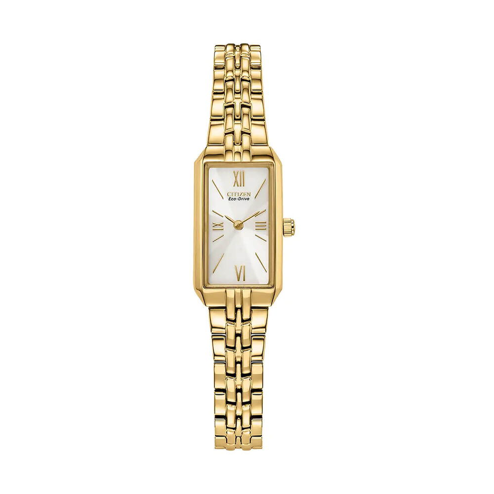 Citizen Silhouette 26mm Rectangular Mother of Pearl Dial Gold Tone Steel Bracelet Watch