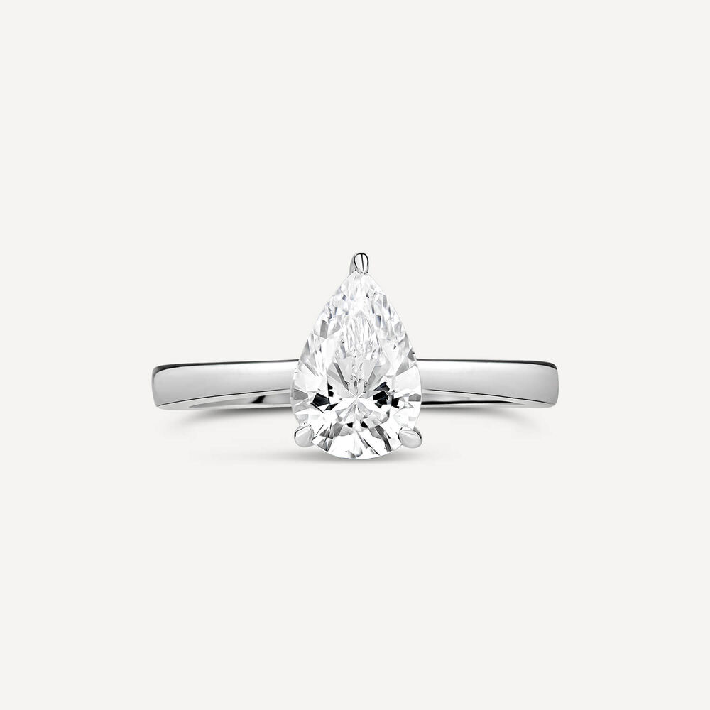 18ct White Gold Lab Grown 1ct Pear Shaped Diamond Engagement Ring image number 1