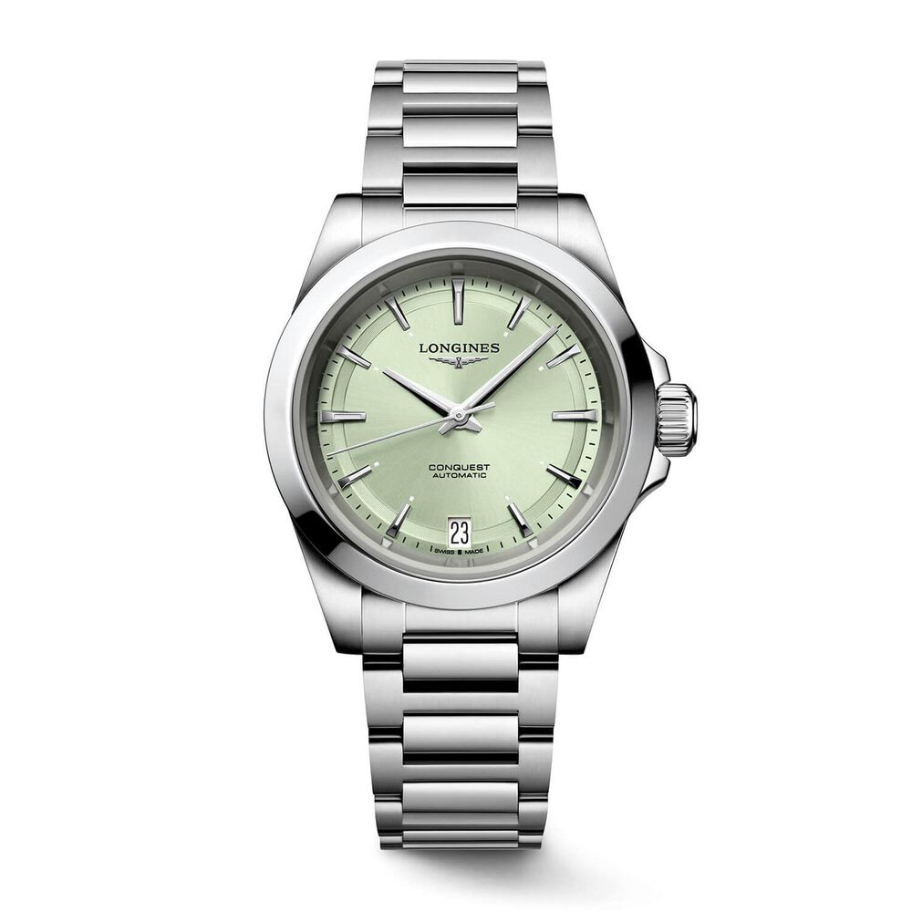 Longines Conquest 34mm Green Dial Steel Bracelet Watch image number 0
