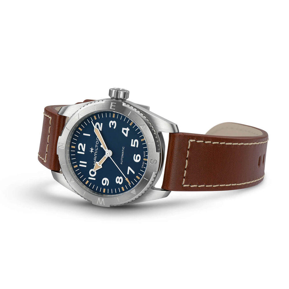 Hamilton Khaki Field Expedition Auto 37mm Blue Dial Brown Strap Watch