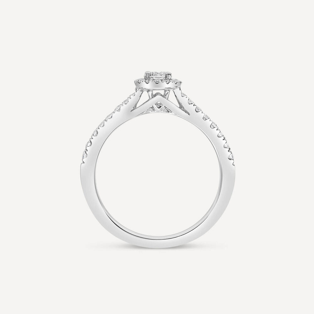 18ct White Gold Orchid Setting 0.75ct Round Halo Diamond &Diamond Shoulders Ring image number 4