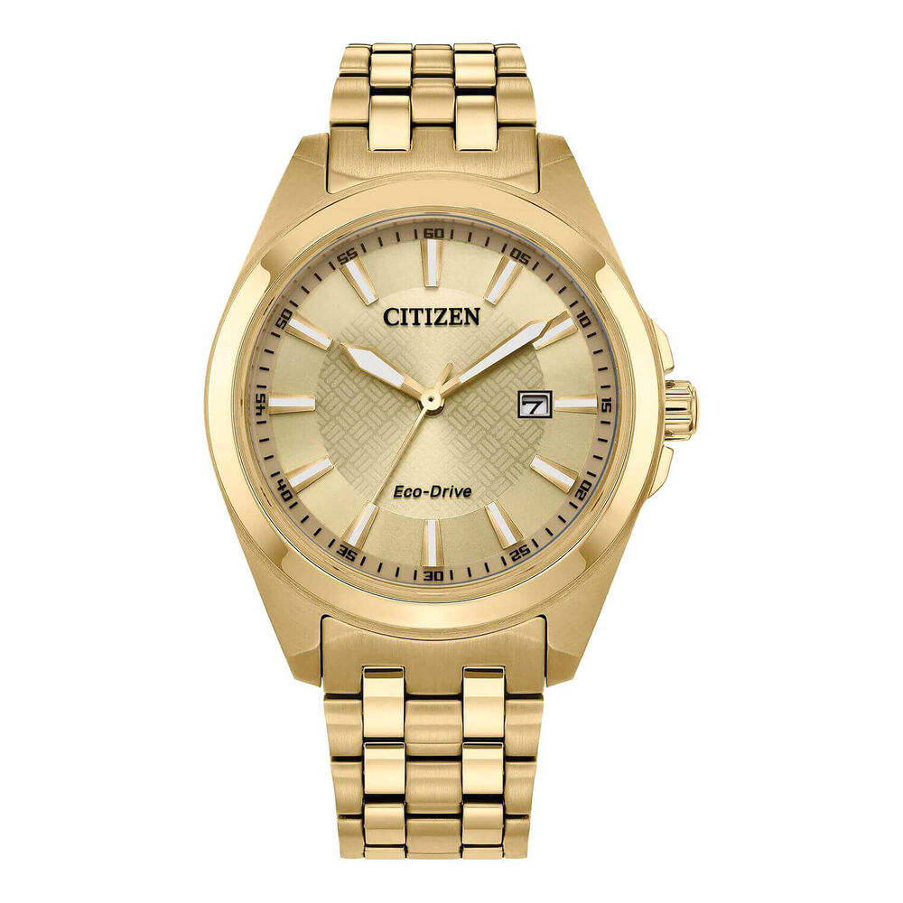 Citizen Dress Classic 43mm Champagne Dial Yellow Gold PVD Bracelet Watch