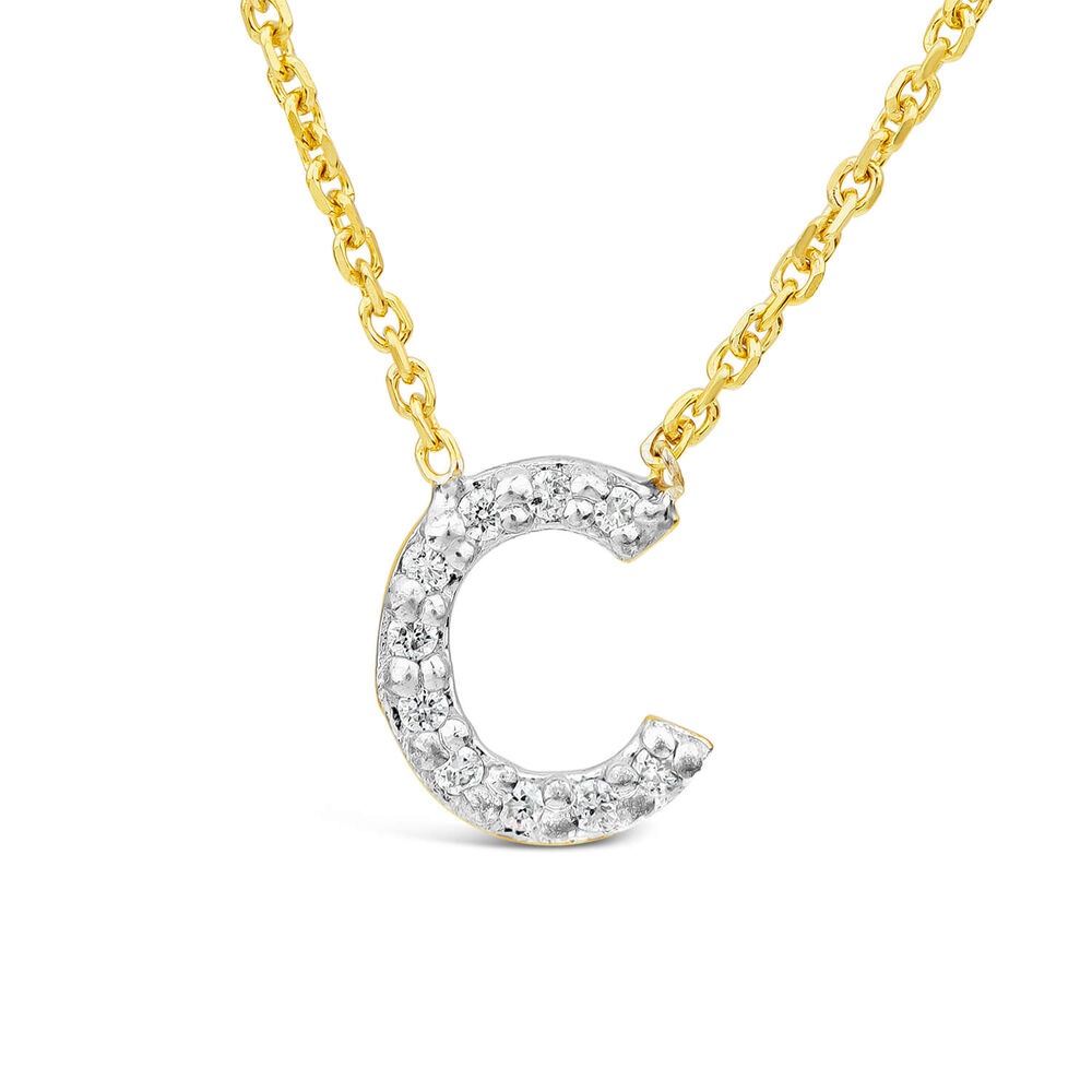 9ct Yellow Gold Petite 0.04ct Diamond Initial C Necklet