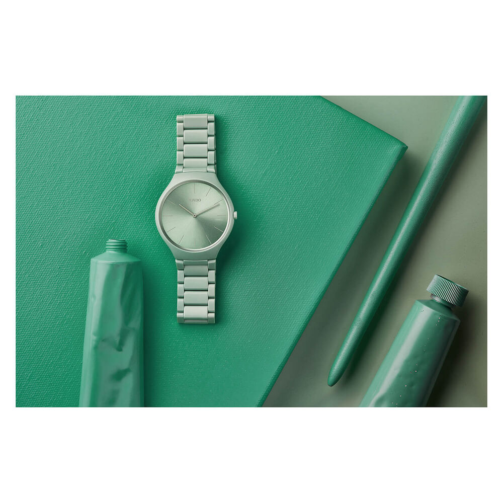 Rado True Thinline Les Couleurs Le Corbusier English Green Dial Strap Watch image number 5