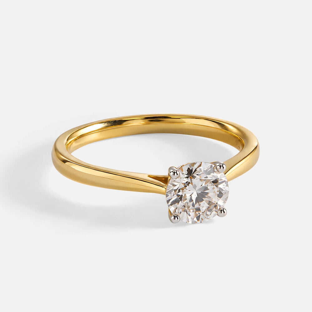 Classic 18ct Yellow Gold 1.00ct Round Brilliant Diamond Four Claw Solitaire Ring