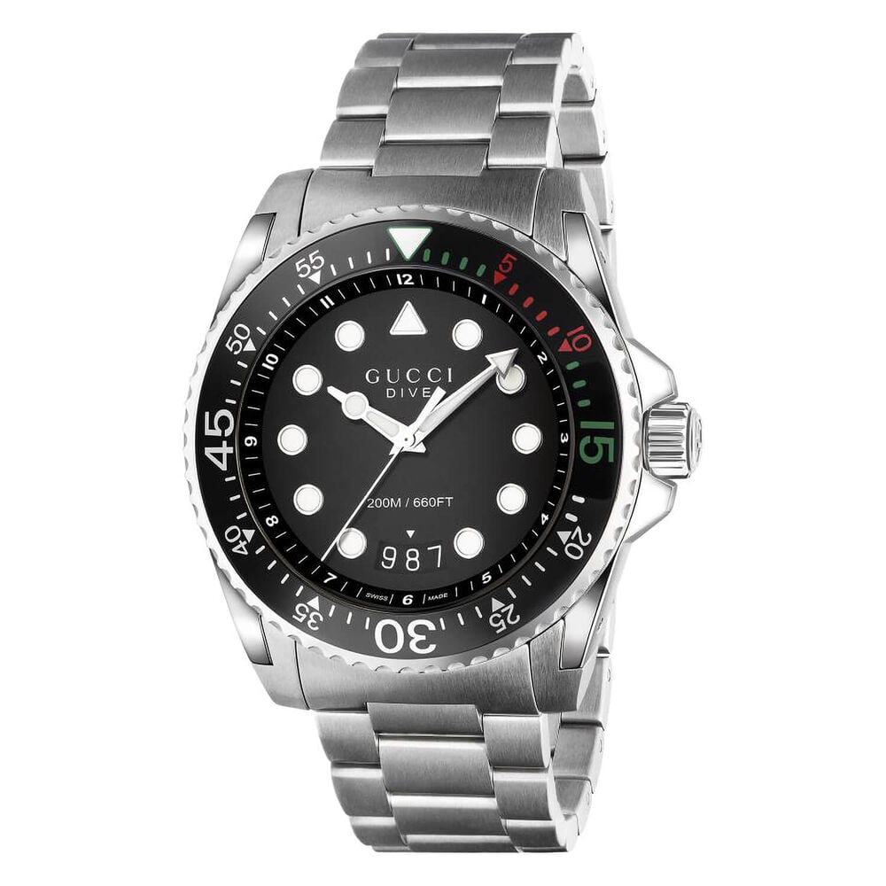 Gucci Dive 44mm Black Dial Stel Bracelet Watch