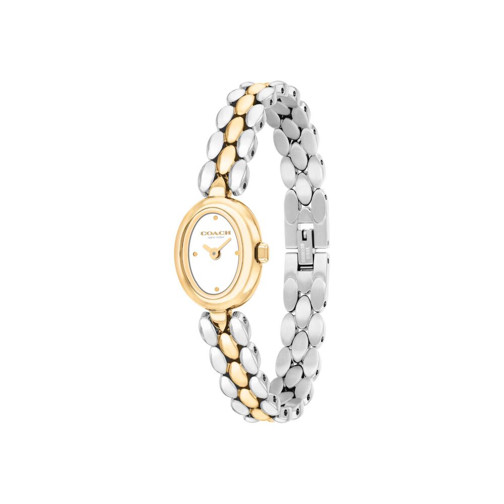 Coach Sammy 18x22.5mm White Dial Two Tone Steel Bracelet Watch