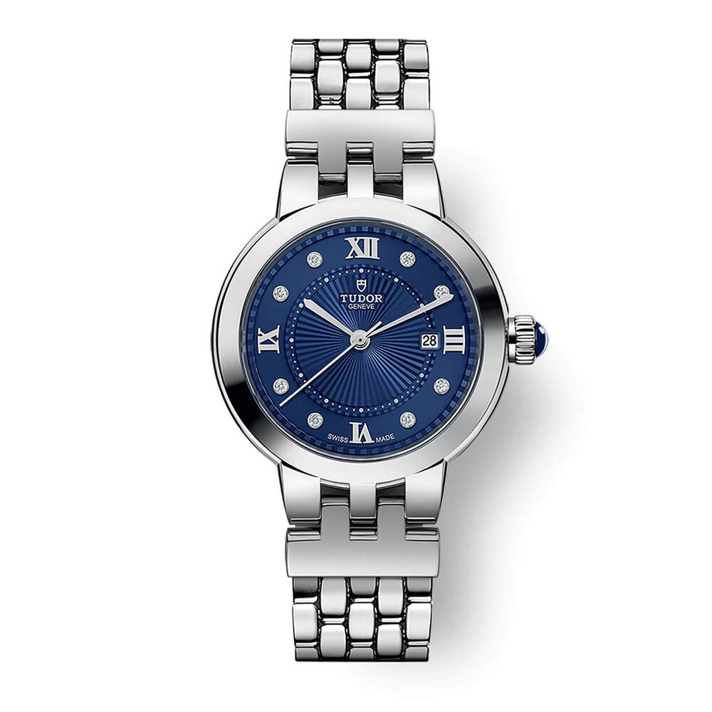 TUDOR Clair De Rose 30mm Blue Dial Diamond Dots Roman Numerals Steel Bracelet Watch image number 0
