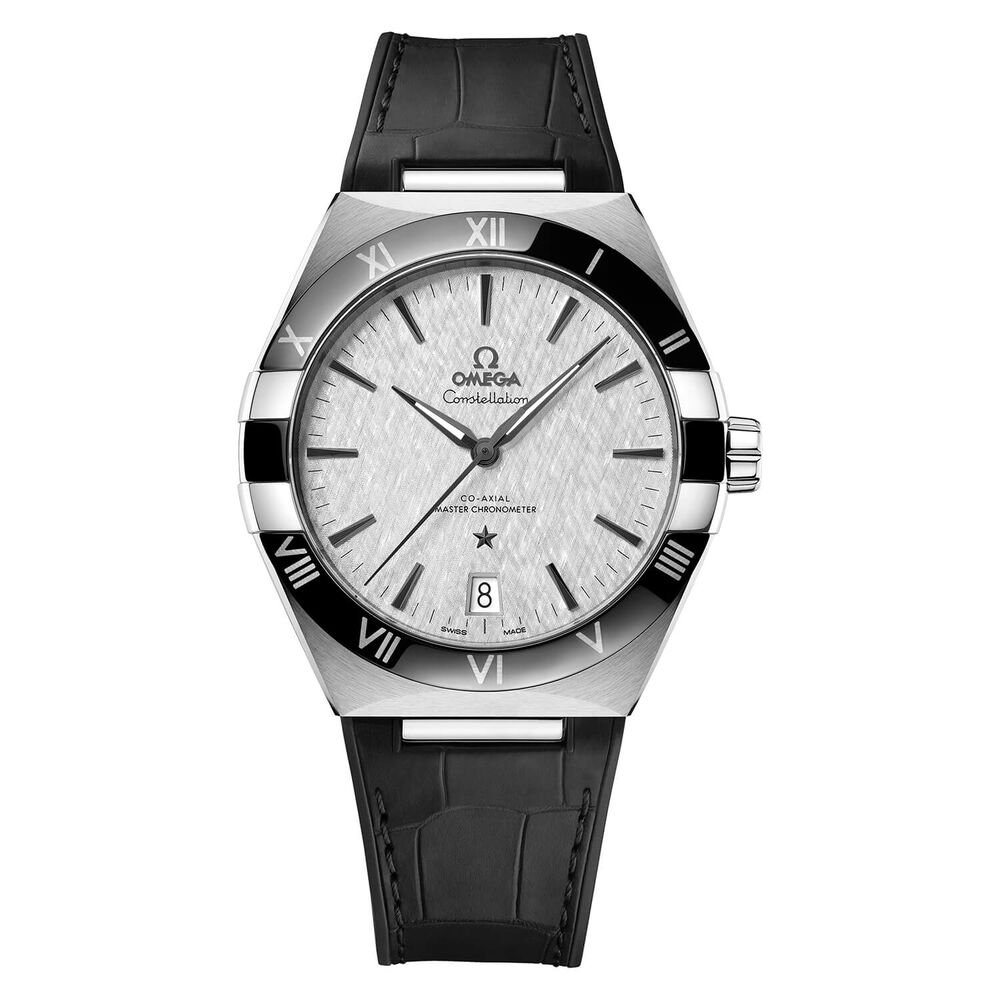 Omega Constellation 41mm Silver Black Ceramic Steel Case Black Watch