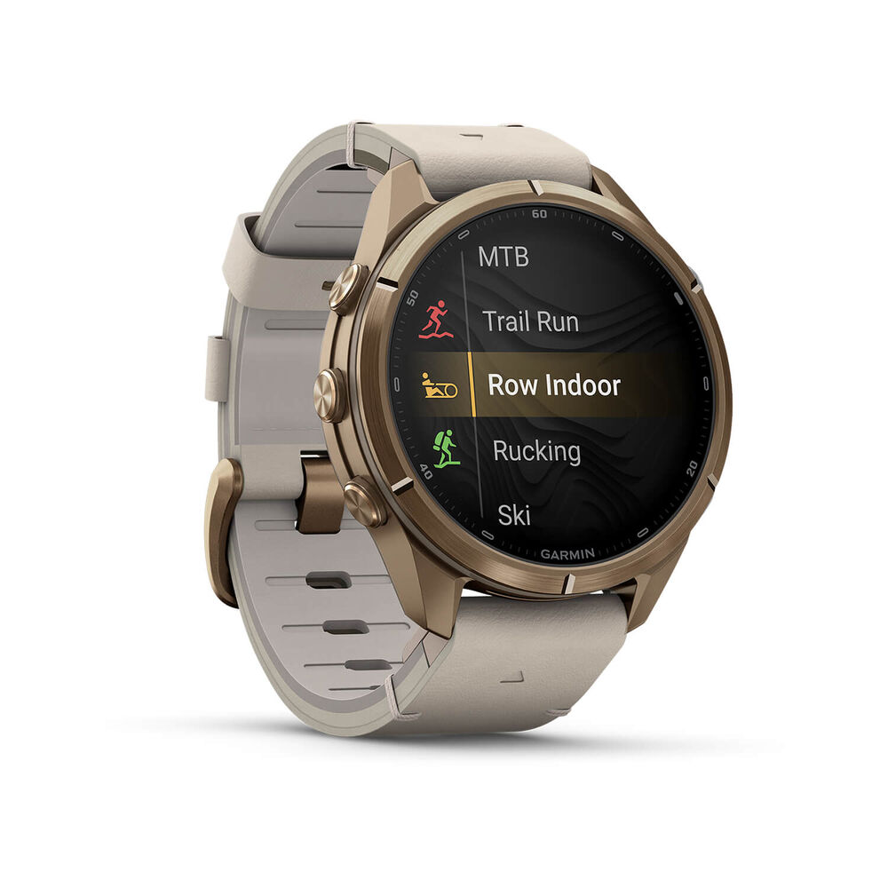 Garmin fenix 9 Pro 43mm Autumn Gold Titanium Bone Leather Strap Watch