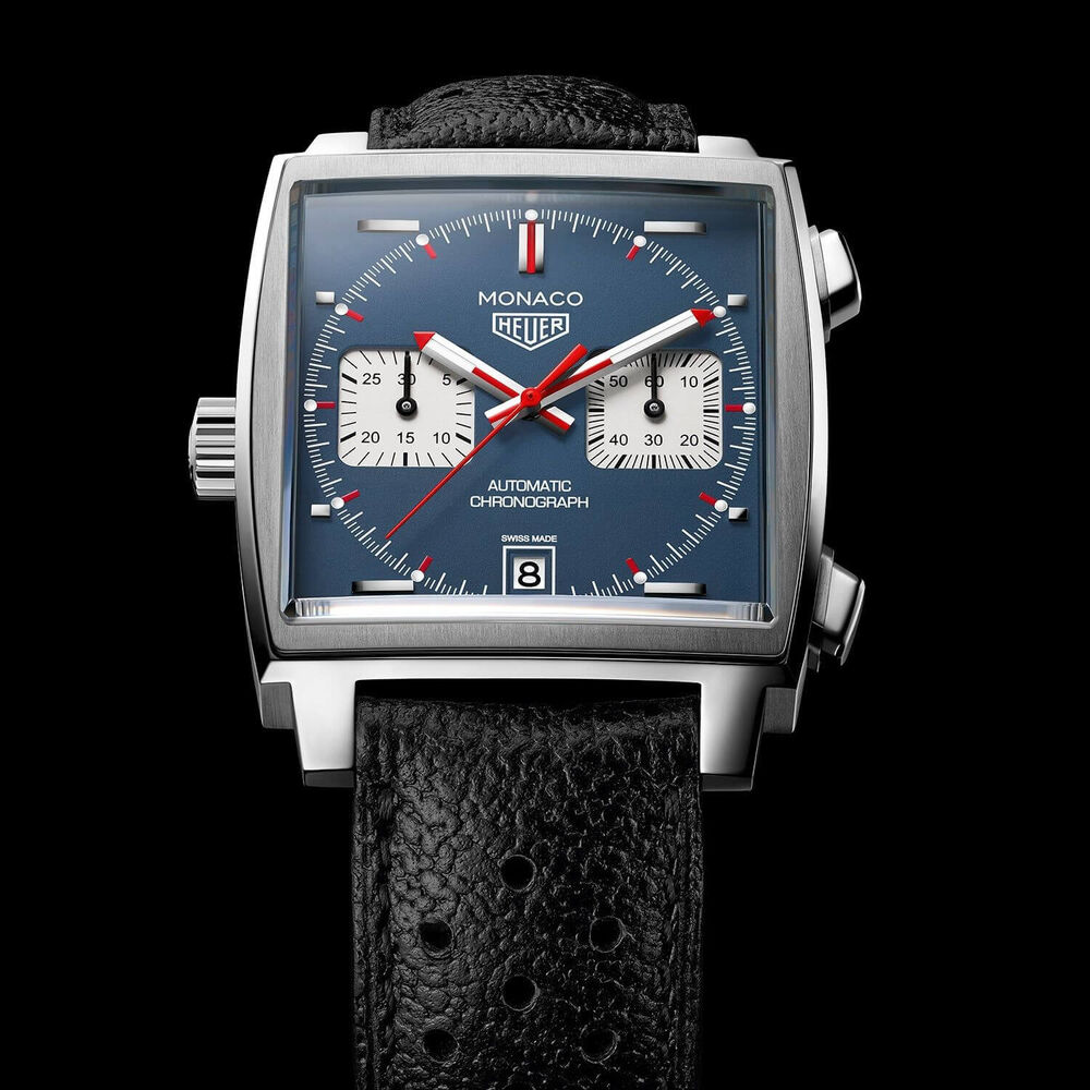 TAG Heuer Monaco Black Leather 39mm Men's Watch image number 7