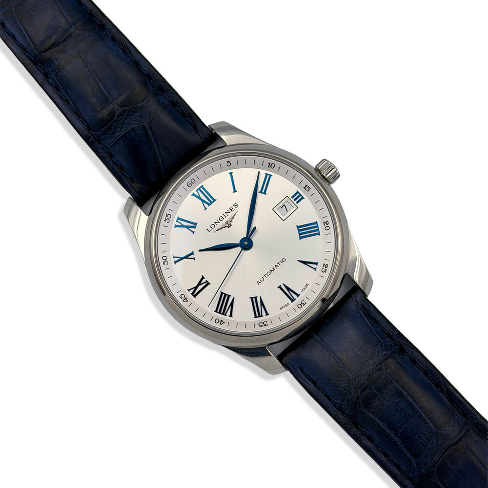 Pre-Owned Longines Master Collection 40mm Silver Dial Blue Leather Strap Watch image number 1