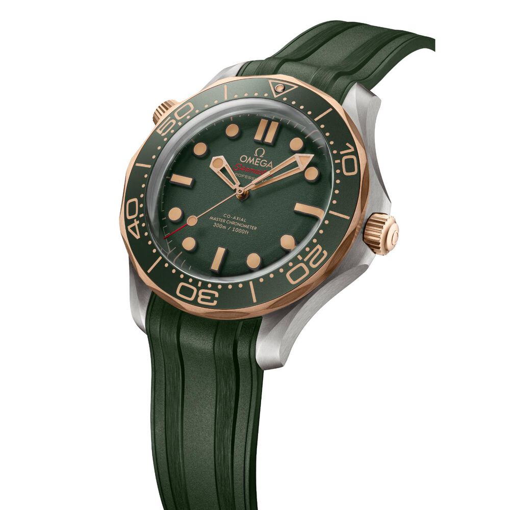 OMEGA Seamaster Diver 300M 42mm Green Dial Bronze Gold Titanium Case Rubber Strap Watch image number 1