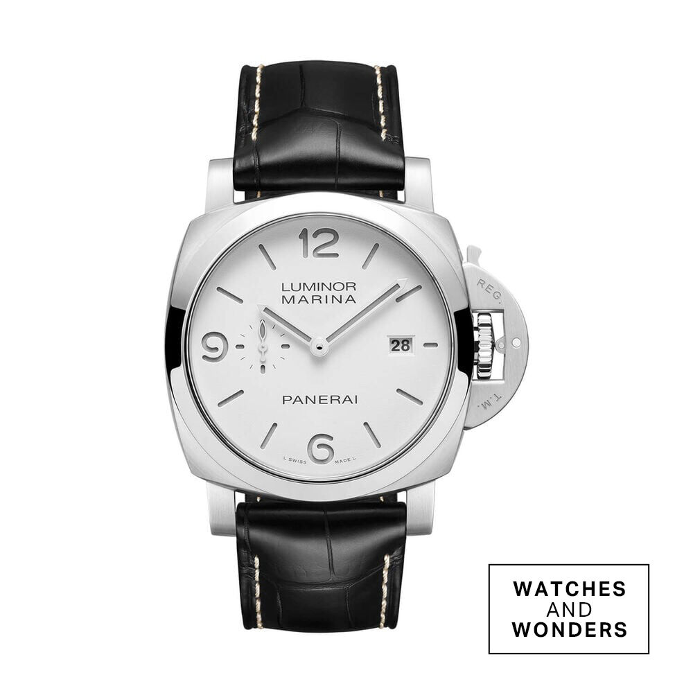 Panerai Luminor Marina 44mm White Dial Black Leather Strap Watch image number 0
