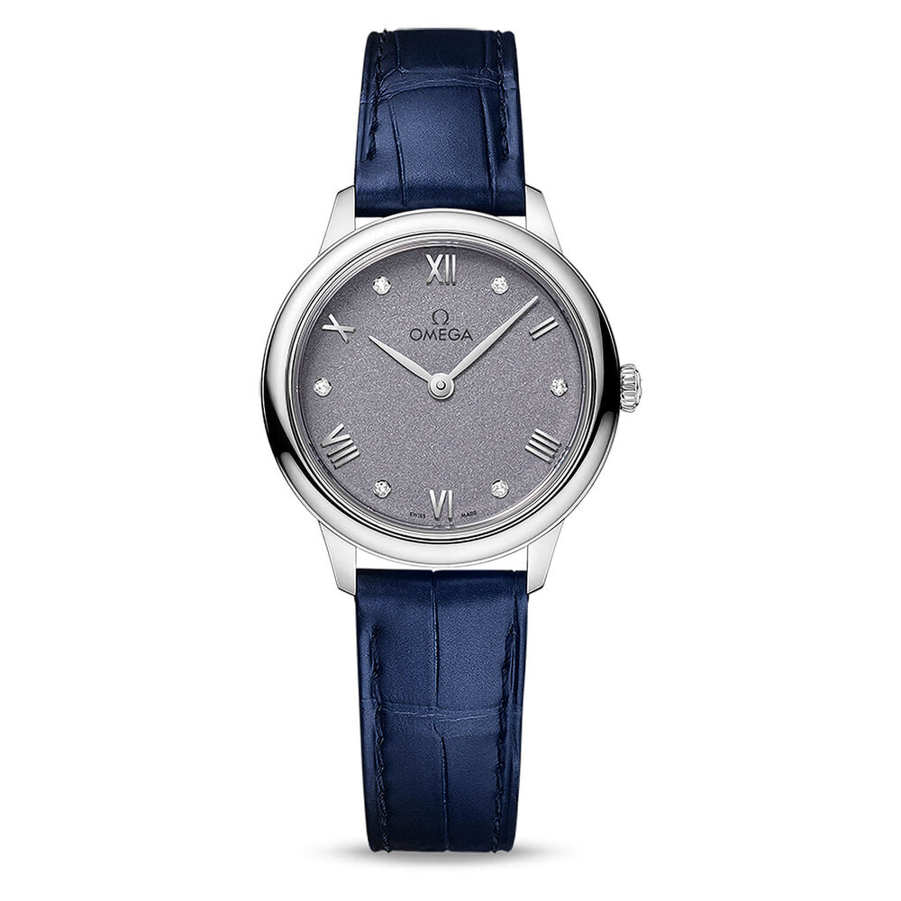 OMEGA De Ville Prestige Quartz 27.5mm Blue Dial Strap Watch