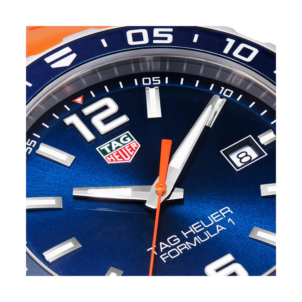 TAG Heuer Formula 1 43mm Blue Dial Orange Rubber Strap Watch image number 2