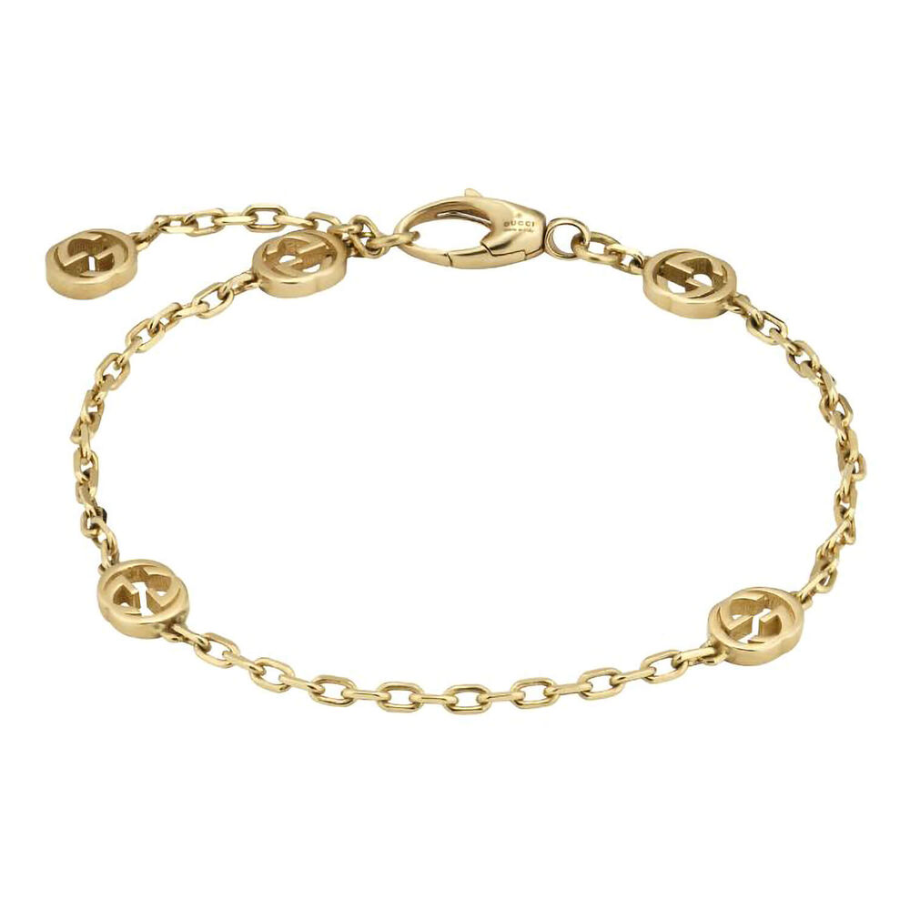 Gucci Interlocking Motif 18ct Yellow Gold 17cm Bracelet (Size M, 6.7")