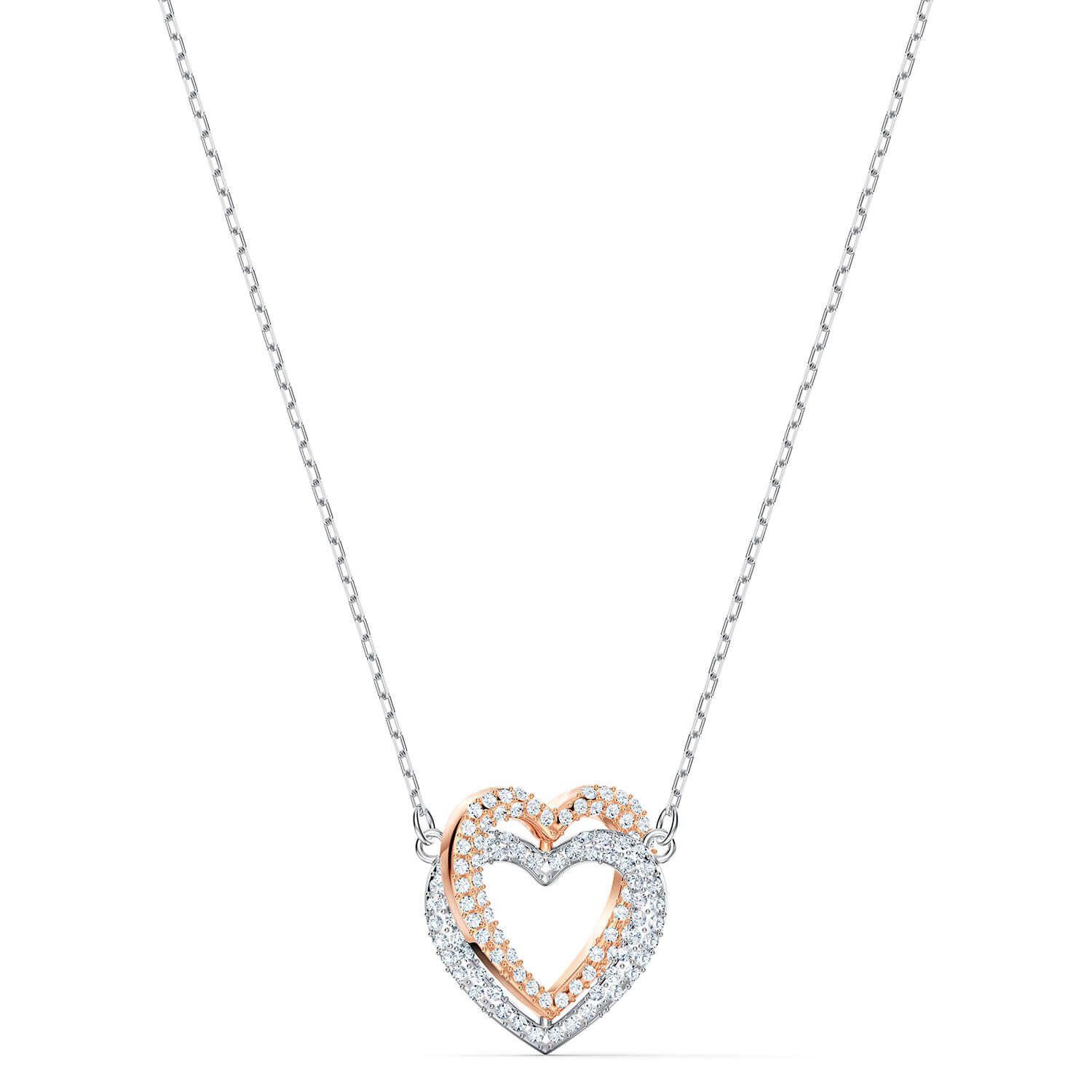 Double heart shop necklace swarovski