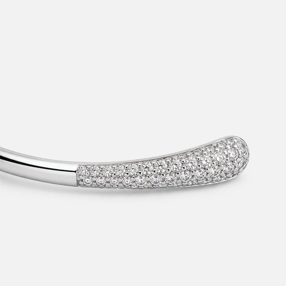 Sterling Silver Cubic Zirconia Edge Torque Bangle