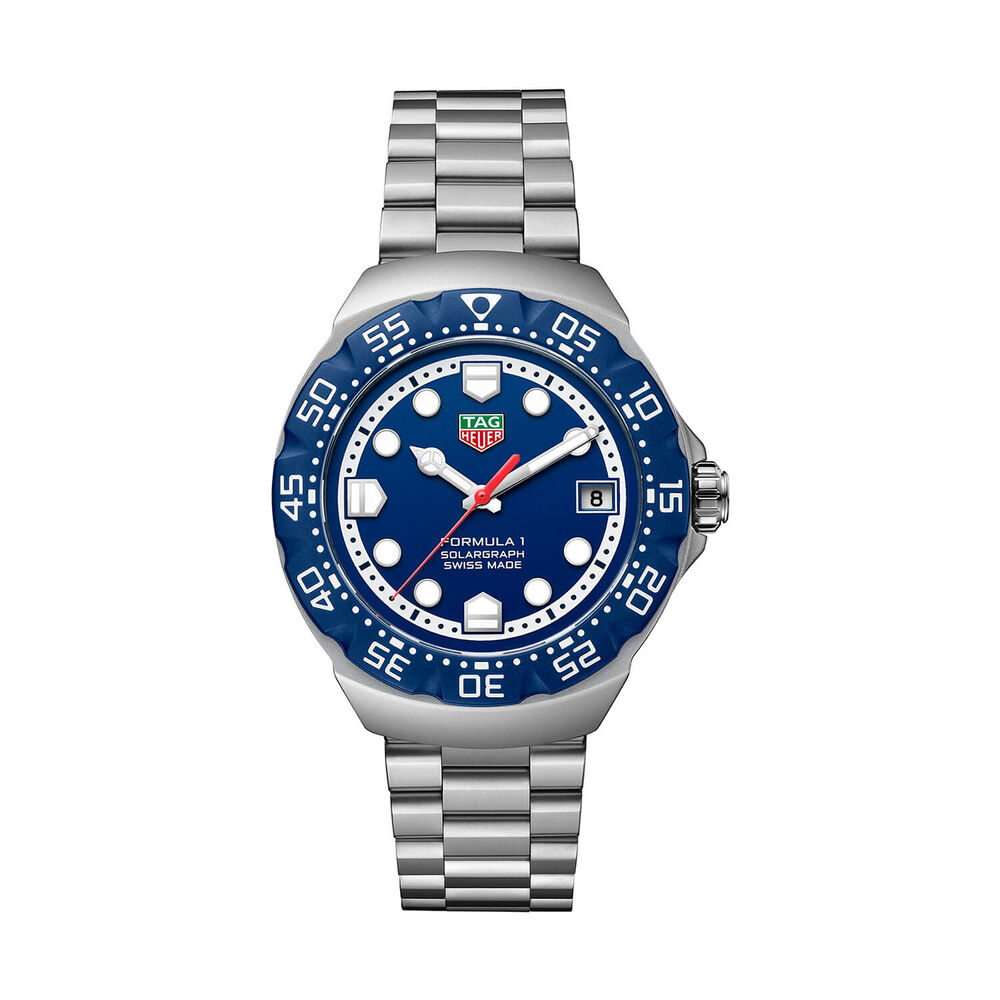 TAG Heuer Formula 1 Solargraph 38mm Blue Dial & Bezel Steel Bracelet Watch