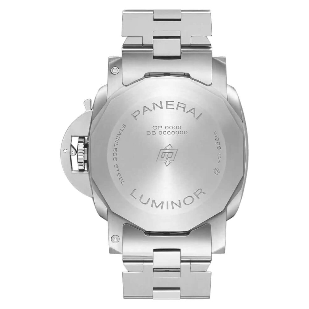 Panerai Luminor 44mm Marina Specchio Blu Blue Dial Silver Bracelet Watch image number 1