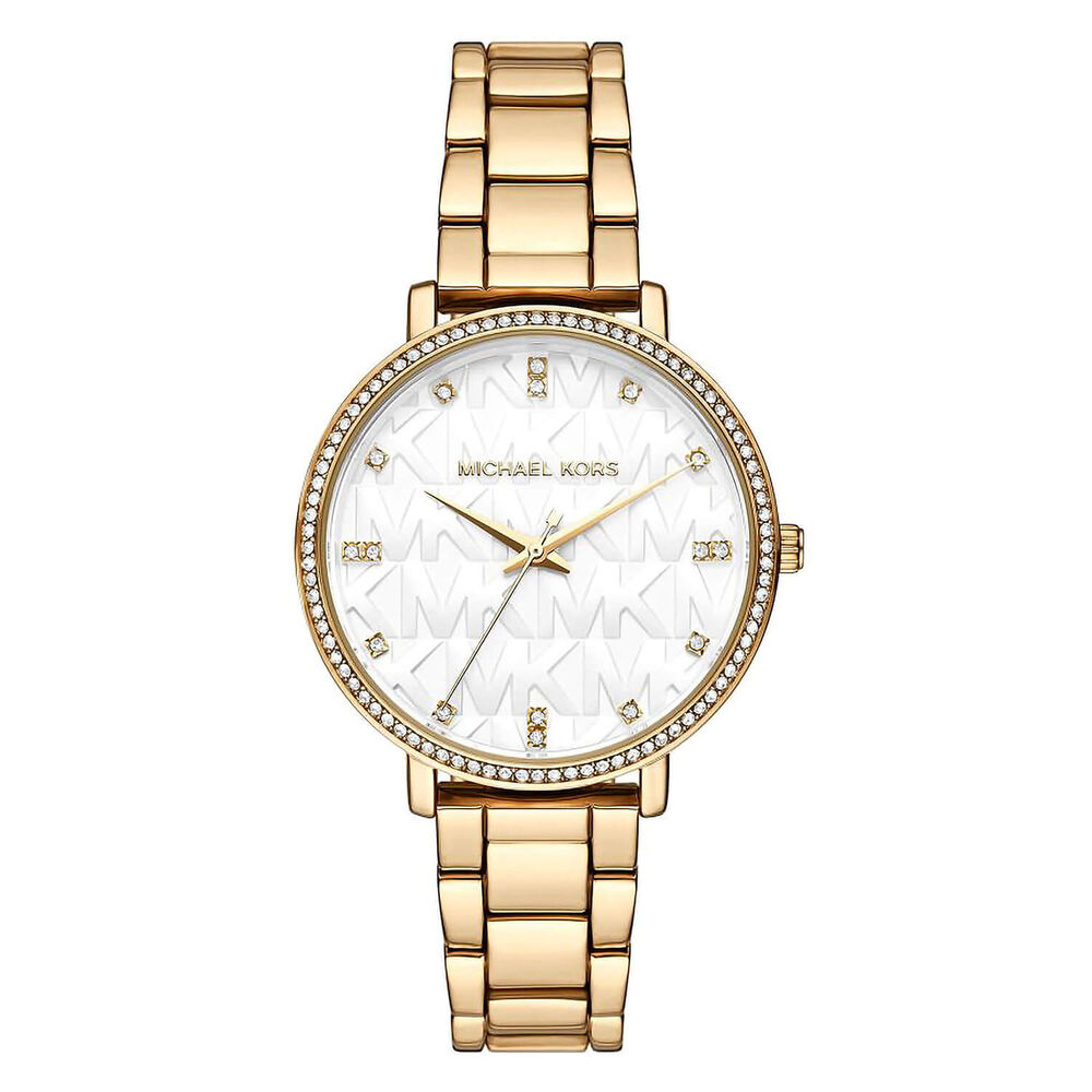 Michael Kors Pyper 38mm White Dial Yellow Gold Case Watch