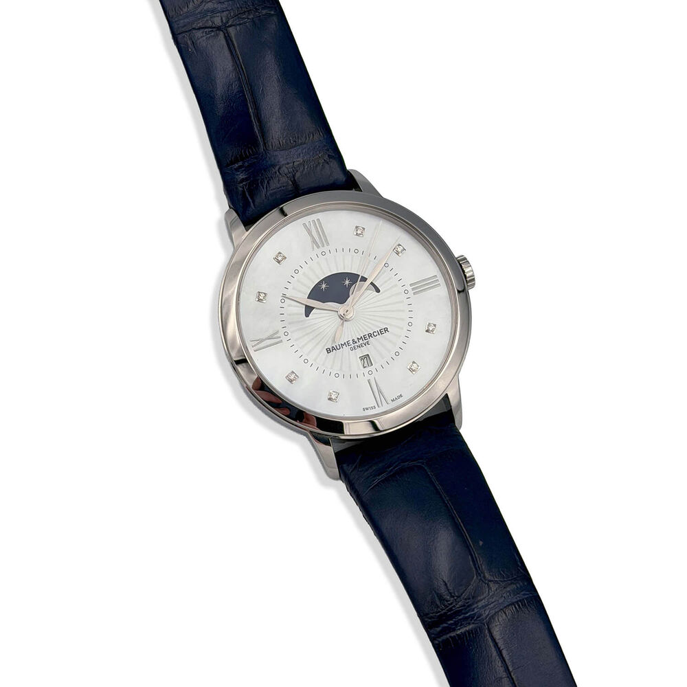 Pre-Owned Baume&Mercier Quartz 36.5mm Silver Dial Blue Strap Watch