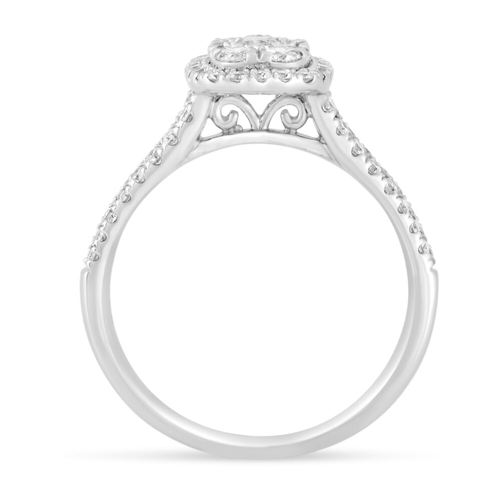 18ct White Gold 0.74 Carat Diamond Cluster Engagement Ring image number 2