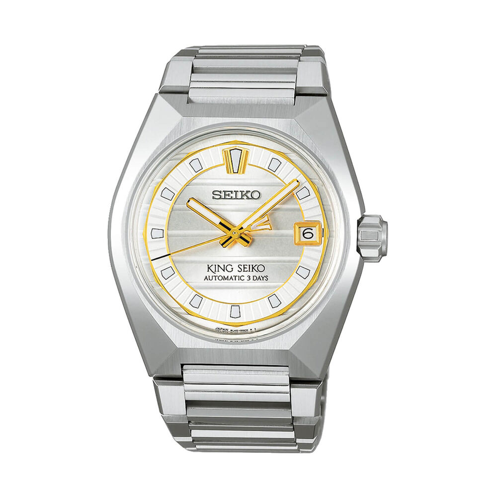 Seiko King Seiko VANAC 'Tokyo Sunrise' 41mm Silver Dial Steel Bracelet Watch
