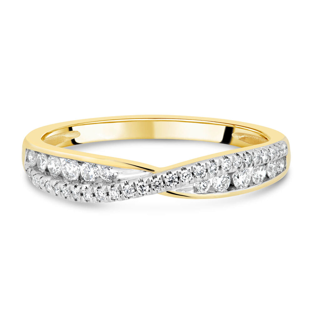 9ct Yellow Gold 0.25 Carat Diamond Claw & Channel Crossover Ring image number 4