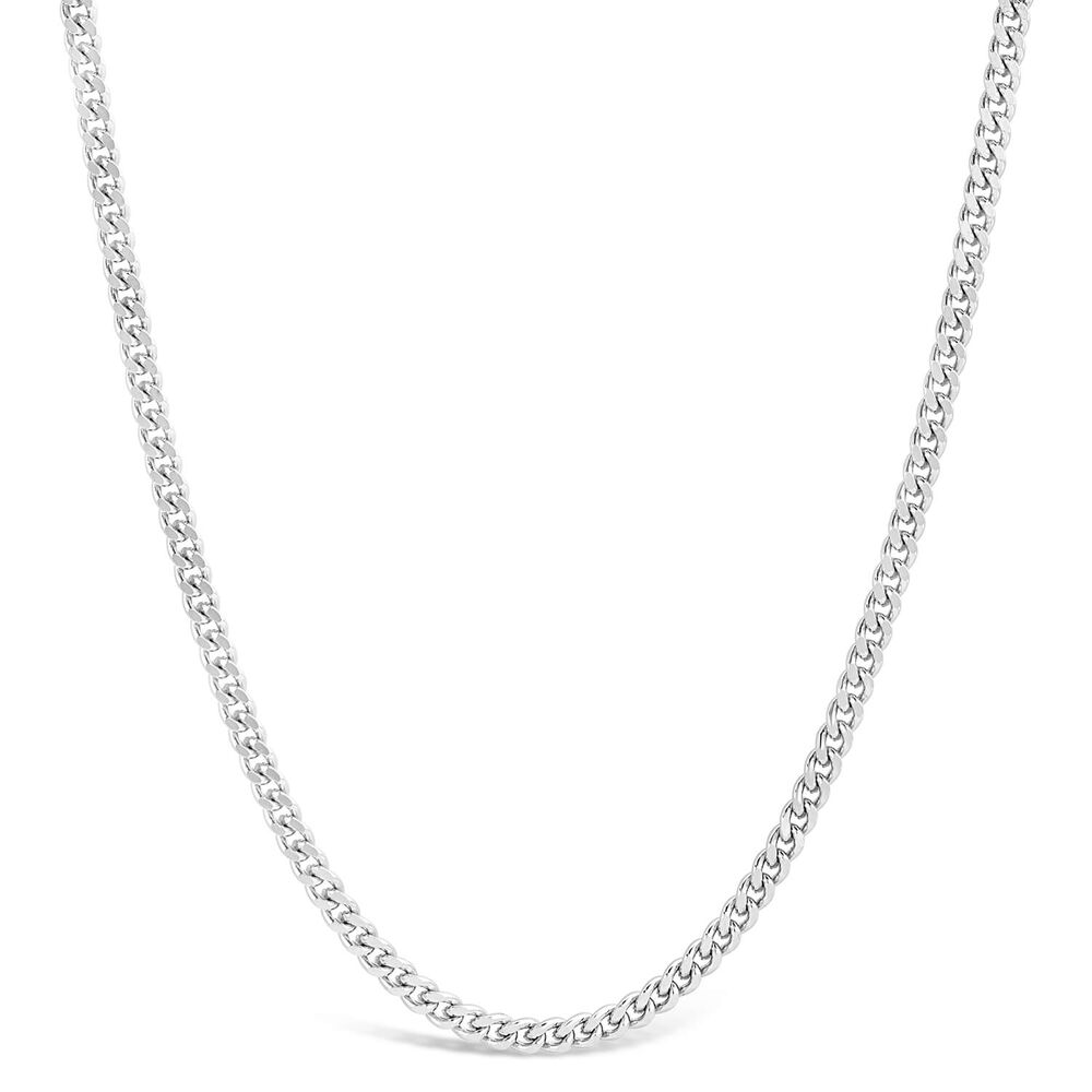9ct White Gold Diamond Cut Curb 20' Chain Necklace image number 0