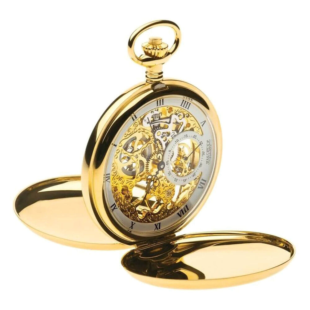 Jean Pierre Yellow Gold Plated Mechanical Double Hunter Pocket Watch image number 0