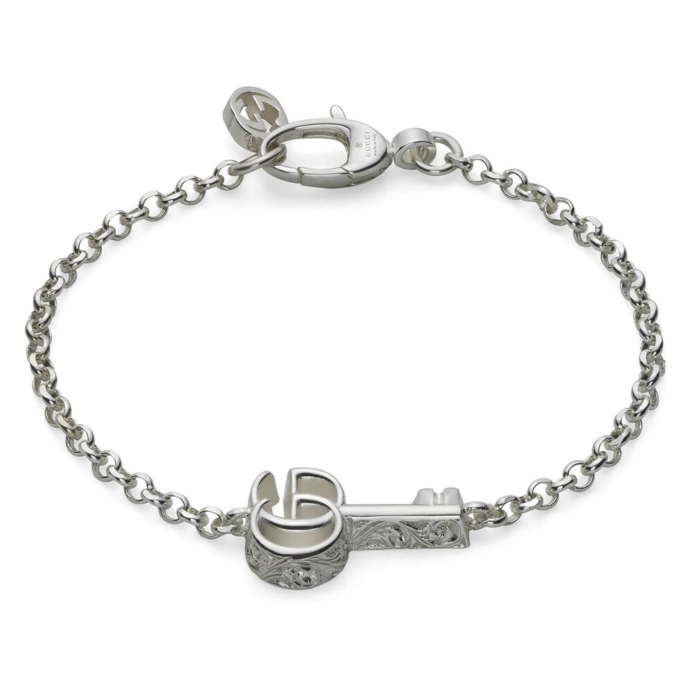 Gucci GG Marmont Silver Key Bracelet (Size M, 6.7")