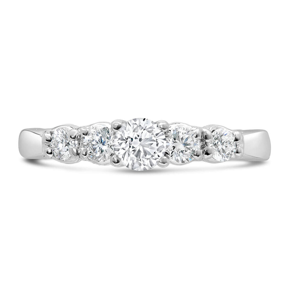 Northern Star Platinum 0.70ct Round Brilliant Diamond & 2 Stones Polished Band Ring image number 1