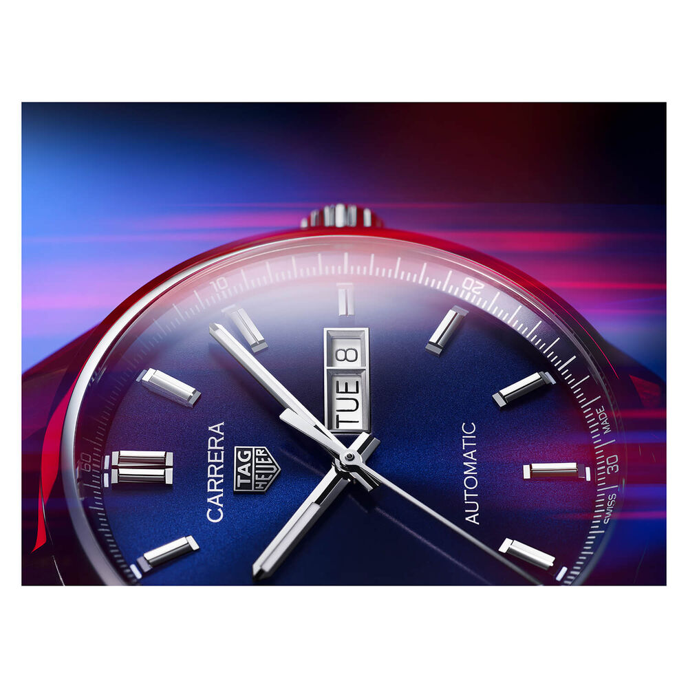 Pre-Owned TAG Heuer Carrera Day-Date 41mm Blue Dial Steel Bracelet Watch image number 5