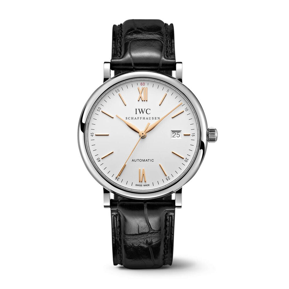 IWC Schaffhausen Portofino Automatic White Dial Black Strap Watch image number 0