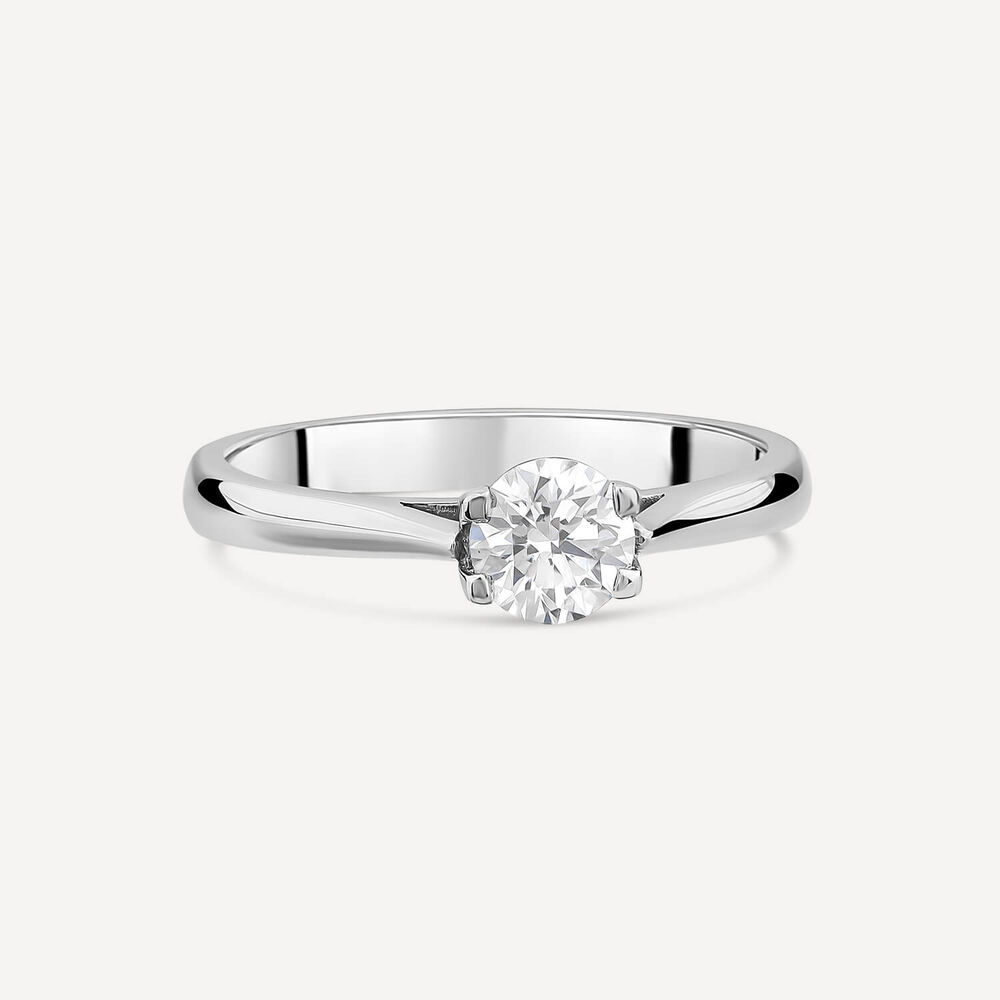 Platinum 0.51ct Round Diamond Four Claw Solitaire Ring image number 2