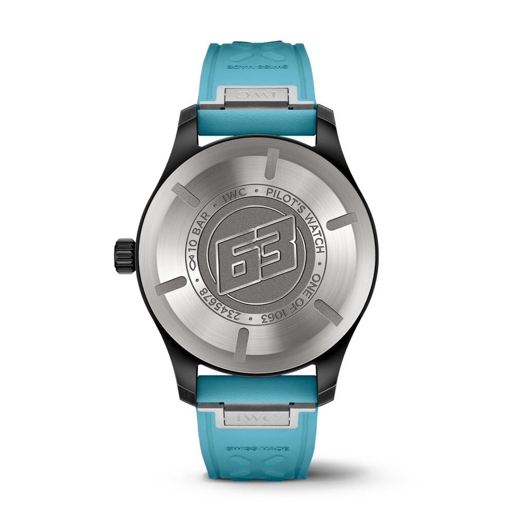 IWC Schaffhausen Pilot&rsquo;s Automatic 41 George Russel Black Dial Blue Rubber Strap Watch image number 3