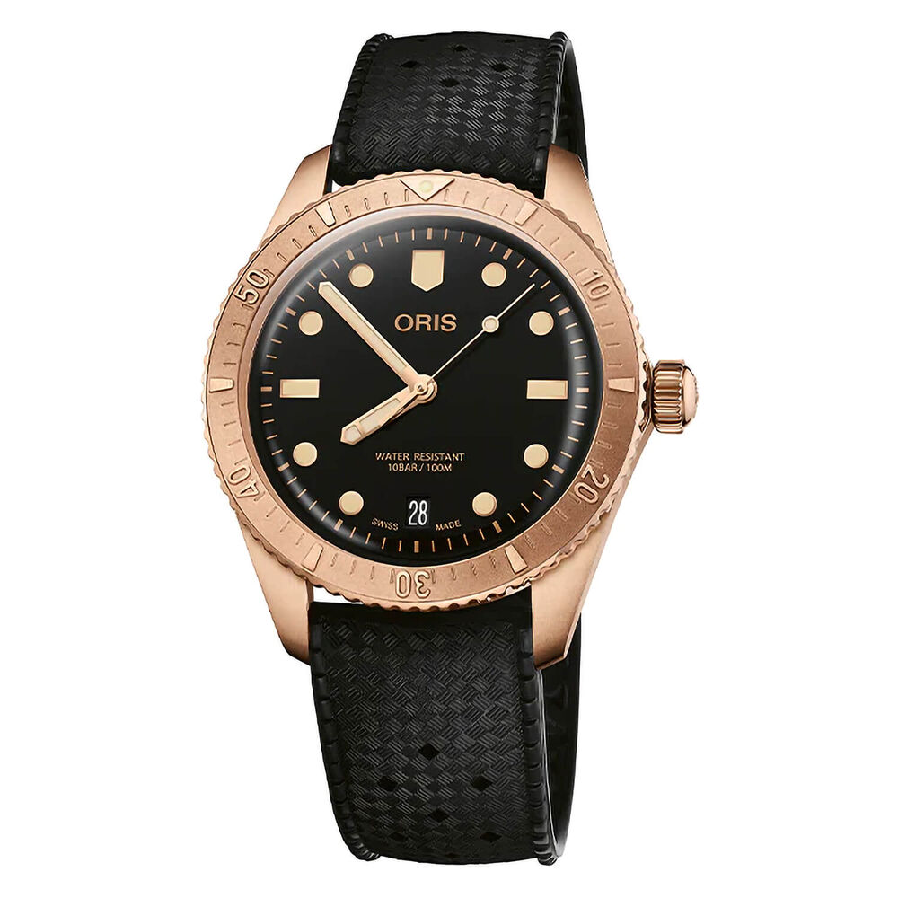 Oris Divers Sixty-Five 38mm Black Dial Bronze Case Black Rubber Strap Watch