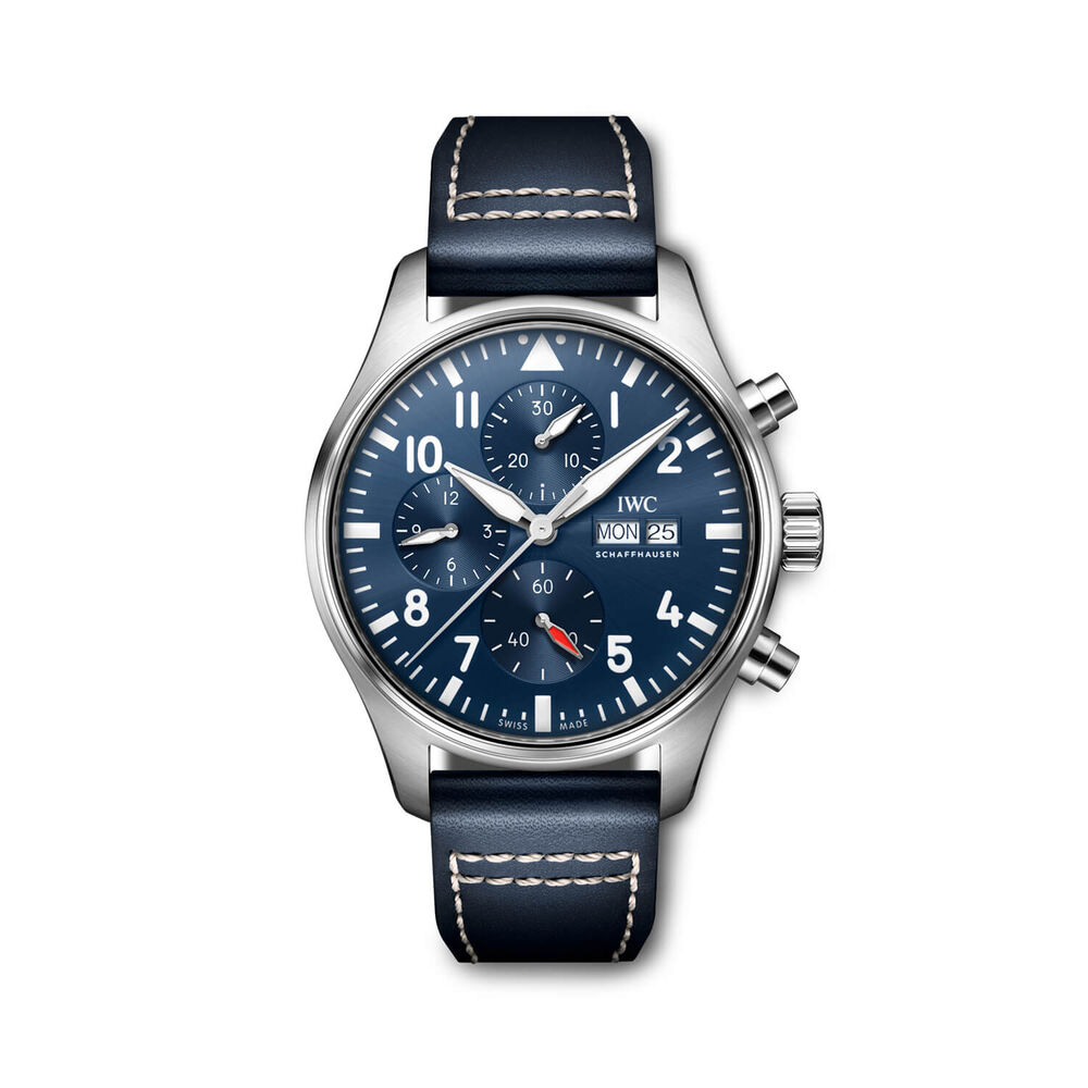 IWC Schaffhausen Pilot's Chronograph Blue Dial Blue Strap Watch image number 0
