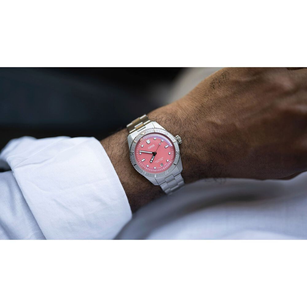 Divers Sixty-Five ‘Cotton Candy’ 38mm Pink Dial Steel Bracelet Watch image number 3