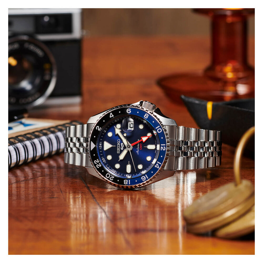 Seiko 5 Sports Blueberry GMT 42.5mm Blue Dial Steel Bracelet Watch