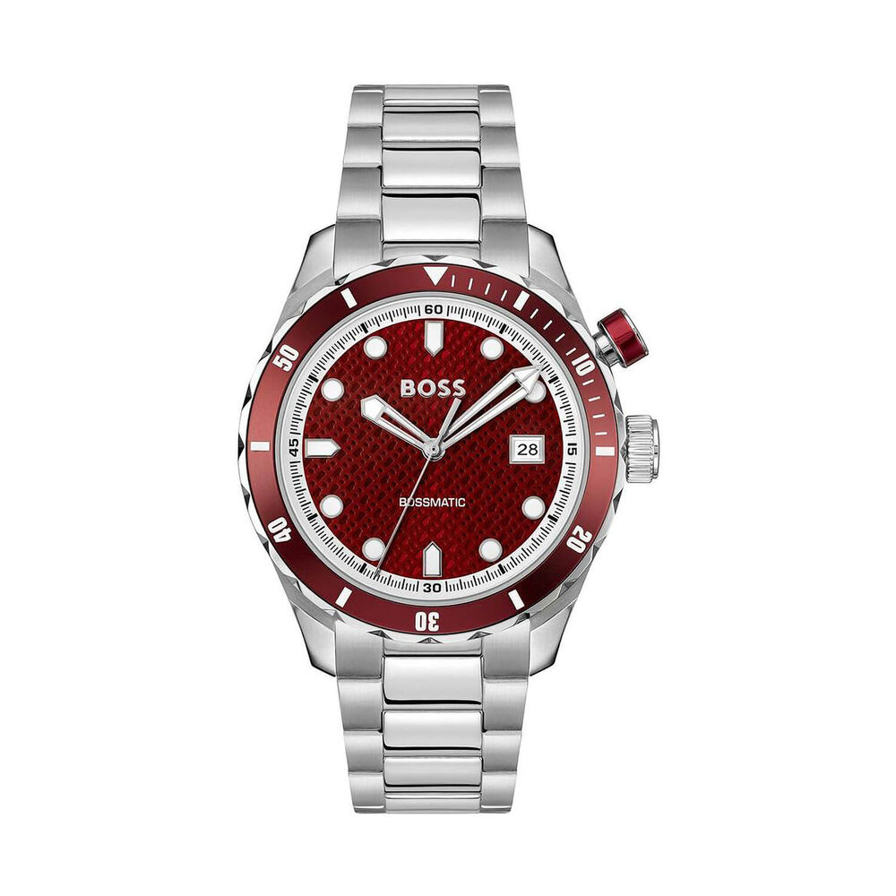 BOSS Bossmatic 42mm Red Dial Stainless Steel Bracelet Watch