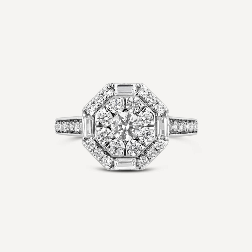 Platinum Hexagonal Cluster Set 1.0 Carat Baguette Diamond Ring