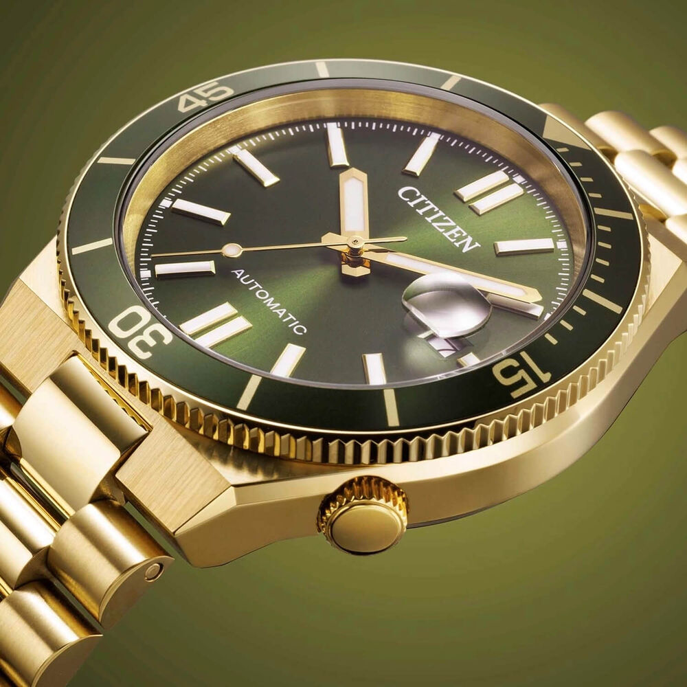 Citizen Tsuyosa 40mm Green Dial Yellow Gold Tone Stainless Steel Bracelet Watch