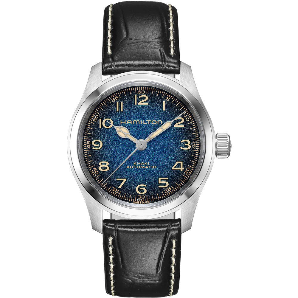 Hamilton Khaki Field Murph 38mm Blue Dial Black Leather Strap Watch